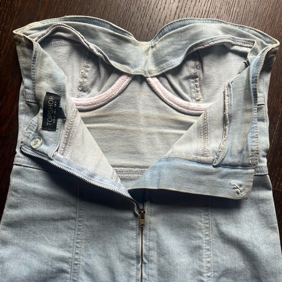 TopShop Europe Vintage Strapless Denim Dress US4 - Picture 13 of 14